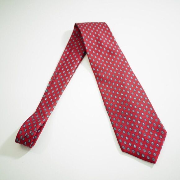 Austin Reed Regent Street Red Blue Paisley Geometric Print Short Silk‎ Tie - Picture 6 of 6